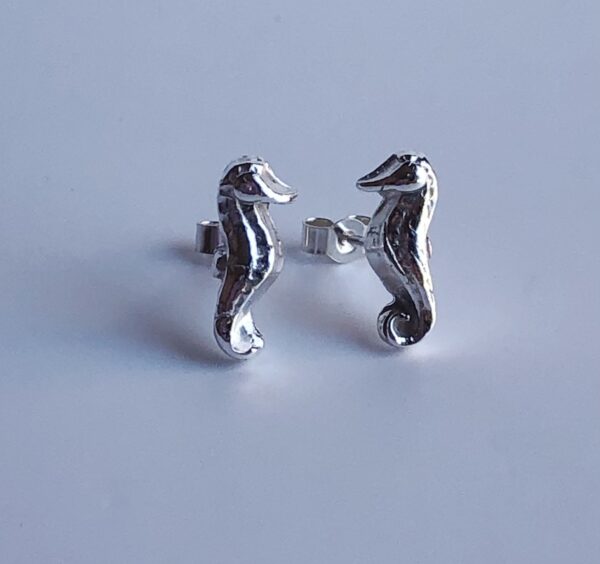 Silver Seahorse Studs